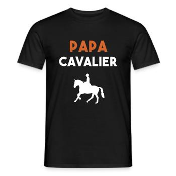 papa cavalier cadeau papa équitation cheval - T-shirt homme - noir - Devant - AI Model Male 178 light (178cm)