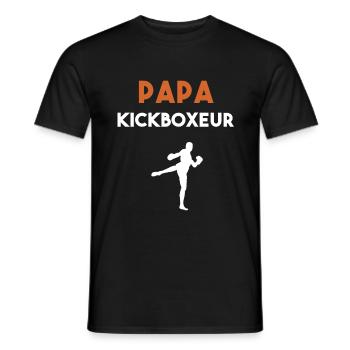 papa kickboxeur cadeau papa kickboxing - T-shirt homme - noir - Devant - AI Model Male 178 light (178cm)