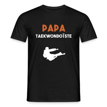 papa taekwondoïste cadeau papa taekwondo - T-shirt homme - noir - Devant - AI Model Male 178 light (178cm)