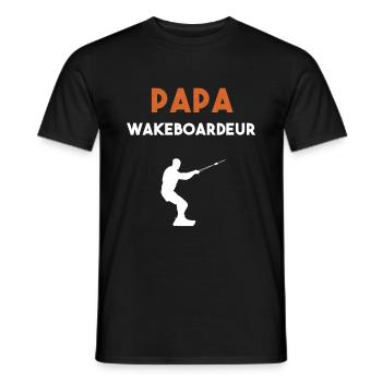 papa wakeboardeur cadeau papa wakeboard - T-shirt homme - noir - Devant - AI Model Male 178 light (178cm)