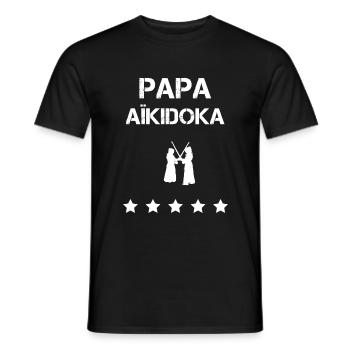 papa aïkidoka aïkido fête des pères - T-shirt homme - noir - Devant - AI Model Male 178 light (178cm)