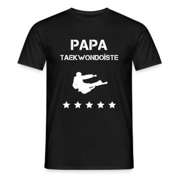 papa taekwondoïste taekwondo fête des pères - T-shirt homme - noir - Devant - AI Model Male 178 light (178cm)