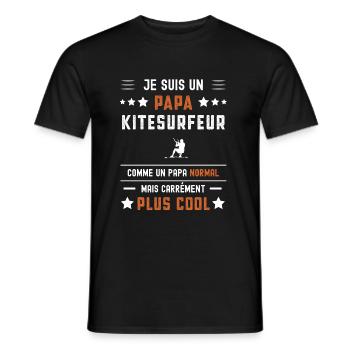 papa kitesurfeur papa normal Kitesurf - T-shirt homme - noir - Devant - AI Model Male 178 light (178cm)