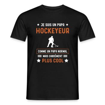 papa hockeyeur normal père hockey - T-shirt homme - noir - Devant - AI Model Male 178 light (178cm)