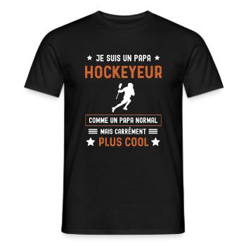 papa hockeyeur normal père lacrosse - T-shirt homme - noir - Devant - AI Model Male 178 light (178cm)