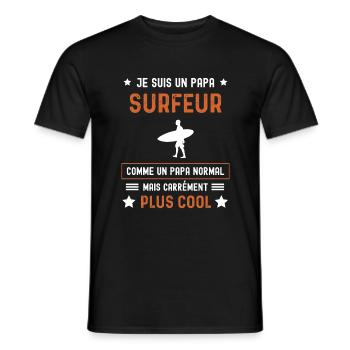 papa surfeur normal père surf - T-shirt homme - noir - Devant - AI Model Male 178 light (178cm)