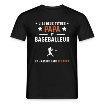 j'ai deux titres papa et baseballeur baseball - T-shirt homme - noir - Devant - AI Model Male 178 light (178cm)