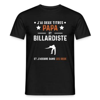j'ai deux titres papa et billardiste billard - T-shirt homme - noir - Devant - AI Model Male 178 light (178cm)