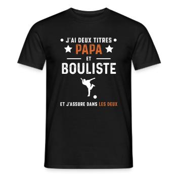 j'ai deux titres papa et bouliste bowling - T-shirt homme - noir - Devant - AI Model Male 178 light (178cm)