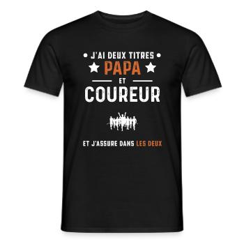 j'ai deux titres papa et coureur marathon - T-shirt homme - noir - Devant - AI Model Male 178 light (178cm)