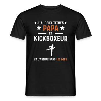 j'ai deux titres papa et kickboxeur kickboxing - T-shirt homme - noir - Devant - AI Model Male 178 light (178cm)