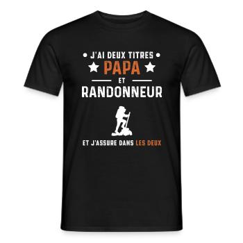 j'ai deux titres papa et randonneur rando - T-shirt homme - noir - Devant - AI Model Male 178 light (178cm)