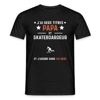 j'ai deux titres papa et skateboardeur skateboard - T-shirt homme - noir - Devant - AI Model Male 178 light (178cm)