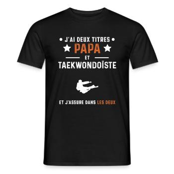 j'ai deux titres papa et taekwondoïste taekwondo - T-shirt homme - noir - Devant - AI Model Male 178 light (178cm)