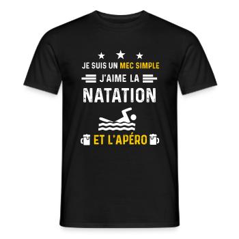 apéro natation mec simple cadeau apéro - T-shirt homme - noir - Devant - AI Model Male 178 light (178cm)