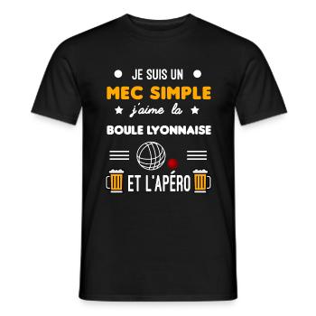 cadeau apéro boule lyonnaise mec simple - T-shirt homme - noir - Devant - AI Model Male 178 light (178cm)