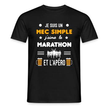 cadeau apéro marathon mec simple - T-shirt homme - noir - Devant - AI Model Male 178 light (178cm)