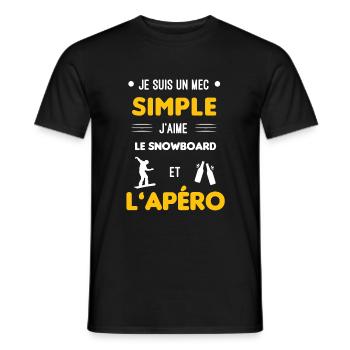 snowboard et apéro mec simple - T-shirt homme - noir - Devant - AI Model Male 178 light (178cm)