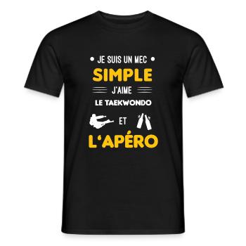 taekwondo et apéro mec simple - T-shirt homme - noir - Devant - AI Model Male 178 light (178cm)