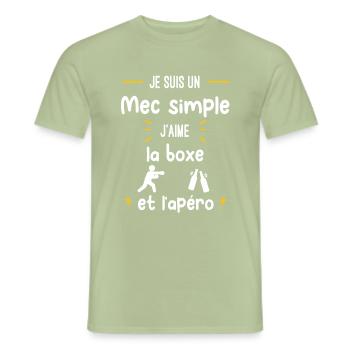 boxe combat apéro mec simple humour - T-shirt homme - vert sauge - Devant - AI Model Male 178 light (178cm)