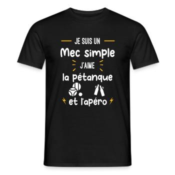 pétanque apéro mec simple humour - T-shirt homme - noir - Devant - AI Model Male 178 light (178cm)
