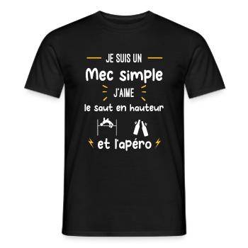 saut en hauteur apéro mec simple humour - T-shirt homme - noir - Devant - AI Model Male 178 light (178cm)