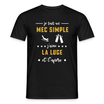 luge mec simple apéro cadeau lugeur - T-shirt homme - noir - Devant - AI Model Male 178 light (178cm)
