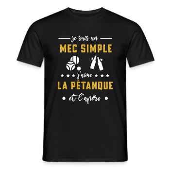 pétanque mec simple apéro cadeau bouliste - T-shirt homme - noir - Devant - AI Model Male 178 light (178cm)