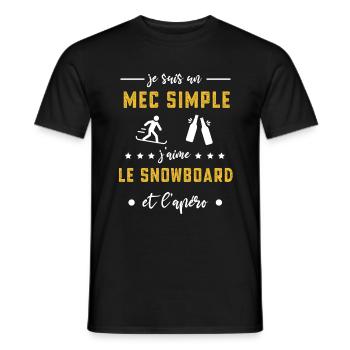 snowboard mec simple apéro cadeau snowboardeur - T-shirt homme - noir - Devant - AI Model Male 178 light (178cm)