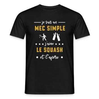squash mec simple apéro cadeau badiste - T-shirt homme - noir - Devant - AI Model Male 178 light (178cm)