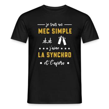 synchro mec simple apéro cadeau nageur - T-shirt homme - noir - Devant - AI Model Male 178 light (178cm)