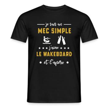 wakeboard mec simple apéro cadeau wakeboardeur - T-shirt homme - noir - Devant - AI Model Male 178 light (178cm)