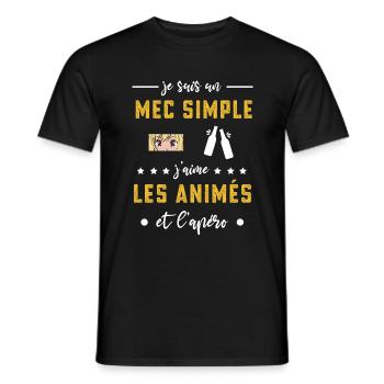 animés mec simple apéro cadeau - T-shirt homme - noir - Devant - AI Model Male 178 light (178cm)