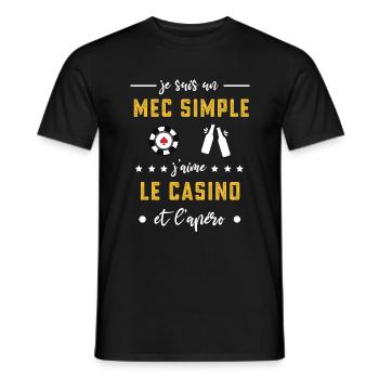 casino mec simple apéro cadeau - T-shirt homme - noir - Devant - AI Model Male 178 light (178cm)