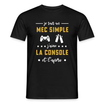 console mec simple apéro cadeau - T-shirt homme - noir - Devant - AI Model Male 178 light (178cm)