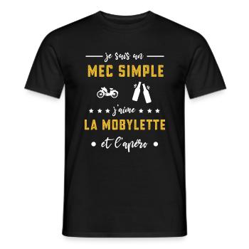 mobylette mec simple apéro cadeau - T-shirt homme - noir - Devant - AI Model Male 178 light (178cm)
