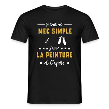 peinture mec simple apéro cadeau - T-shirt homme - noir - Devant - AI Model Male 178 light (178cm)