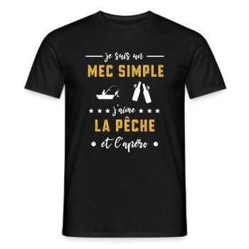 pêche barque mec simple apéro cadeau - T-shirt homme - noir - Devant - AI Model Male 178 light (178cm)