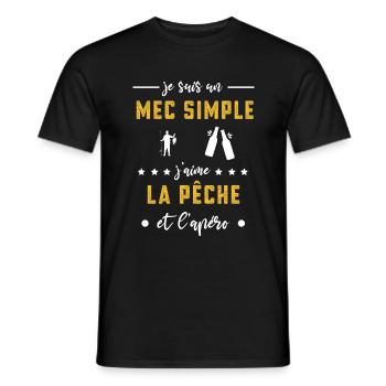 pêche mec simple apéro cadeau - T-shirt homme - noir - Devant - AI Model Male 178 light (178cm)