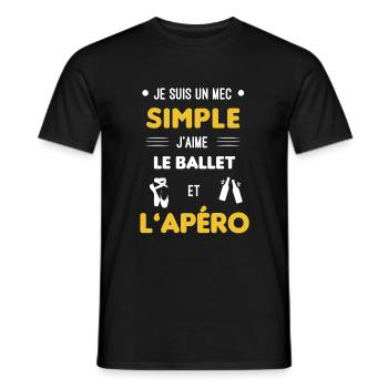 ballet et apéro mec simple - T-shirt homme - noir - Devant - AI Model Male 178 light (178cm)