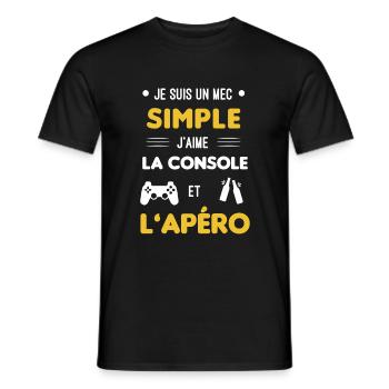 console et apéro mec simple - T-shirt homme - noir - Devant - AI Model Male 178 light (178cm)