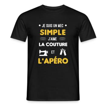couture et apéro mec simple - T-shirt homme - noir - Devant - AI Model Male 178 light (178cm)