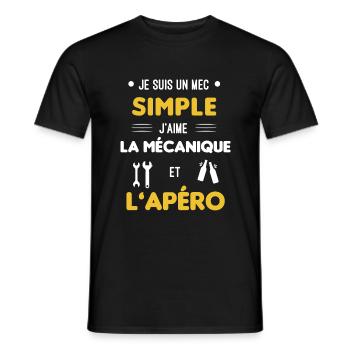mécanique et apéro mec simple - T-shirt homme - noir - Devant - AI Model Male 178 light (178cm)
