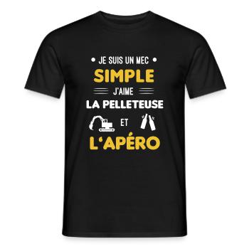 pelleteuse et apéro mec simple - T-shirt homme - noir - Devant - AI Model Male 178 light (178cm)