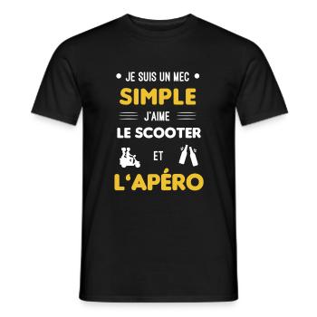scooter et apéro mec simple - T-shirt homme - noir - Devant - AI Model Male 178 light (178cm)