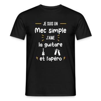guitare apéro mec simple humour - T-shirt homme - noir - Devant - AI Model Male 178 light (178cm)