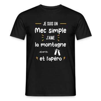 montagne apéro mec simple humour - T-shirt homme - noir - Devant - AI Model Male 178 light (178cm)