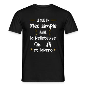 pelleteuse apéro mec simple humour - T-shirt homme - noir - Devant - AI Model Male 178 light (178cm)