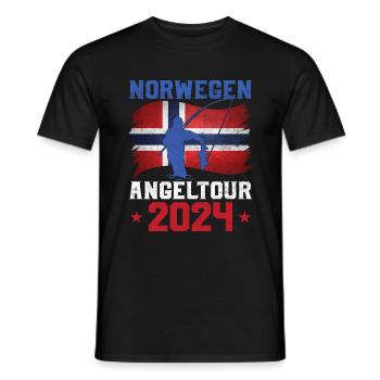 Angeln Norwegen 2024 Angeltour - Männer T-Shirt - Schwarz - Vorne - AI Model Male 178 light (178cm)