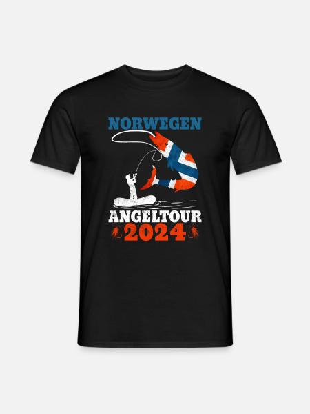 Angeln in Norwegen Angeltour Norwegen 2024 - Männer T-Shirt - Schwarz